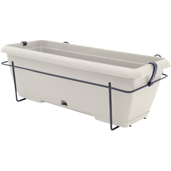 Kit jardinière avec support en métal et plateau intégré GARDEN ID Teramo 50 cm Effet de pierre Recyclérecyclable