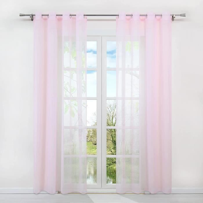 Rideau Voilage Blanc 300x225 Cm - CUTEWIND - Transparent à Oeillets
