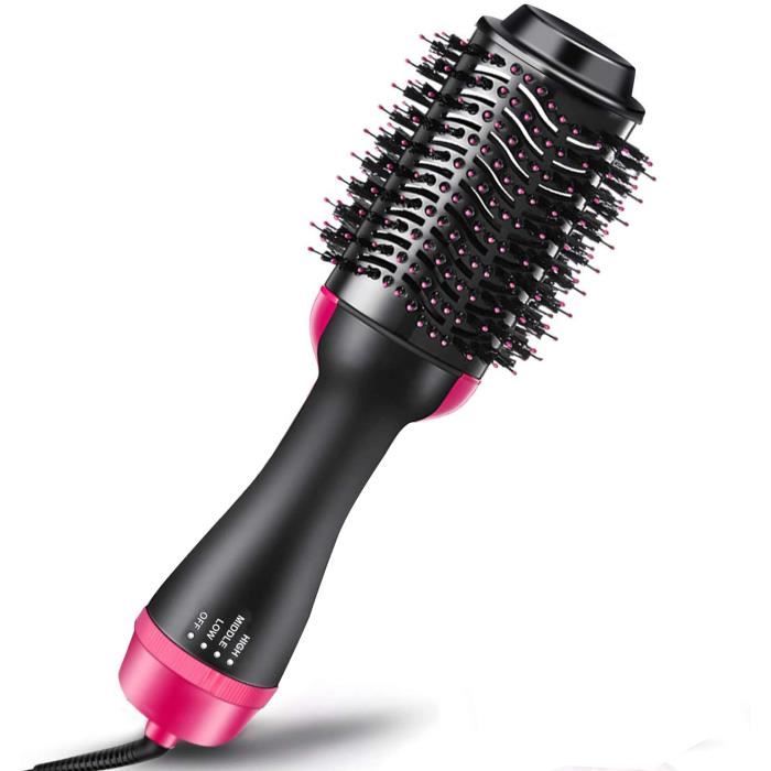 Brosse à Air Chaud Chauffante Lissante Electrique Soufflante Salon- Sèche-cheveux-3 en 1
