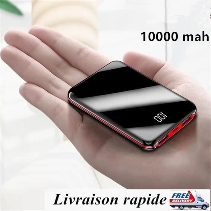 MINGJIA mini batterie externe ultra-mince 10000 mAh portable plein écran LCD intelligent téléphone portable puissance mobile (Rouge)