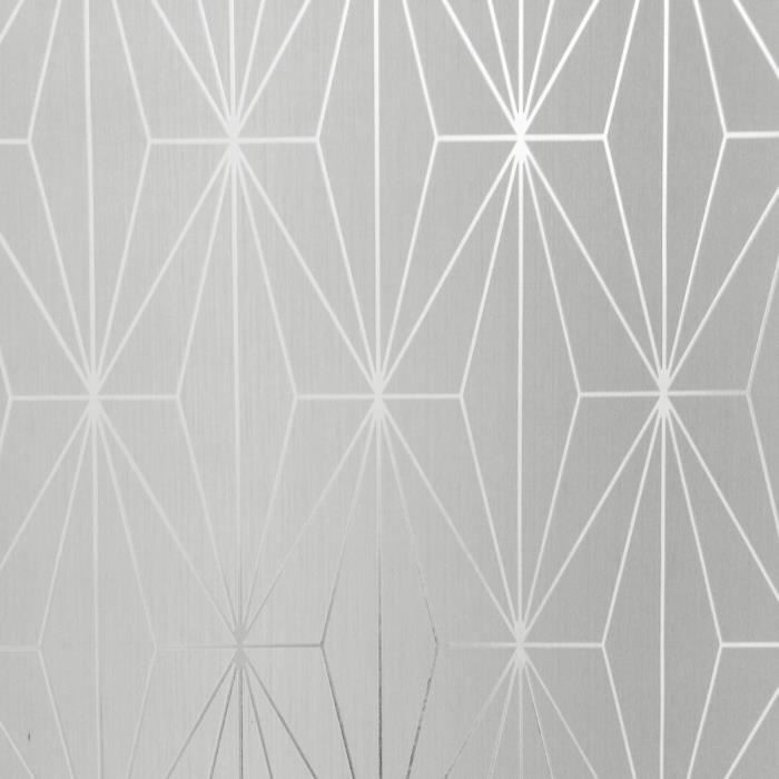 Papier peint géométrique métallique Kayla gris tourterelle - argent Muriva 703010