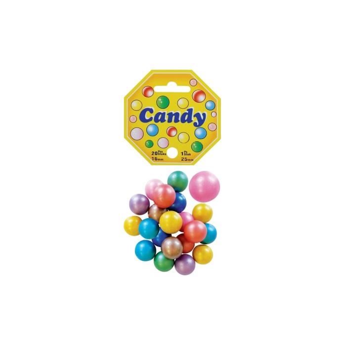 Sachet De 20 Billes De 1.6 Cm + 1 Callot de 2.5 Candy - Jeu De Recreation