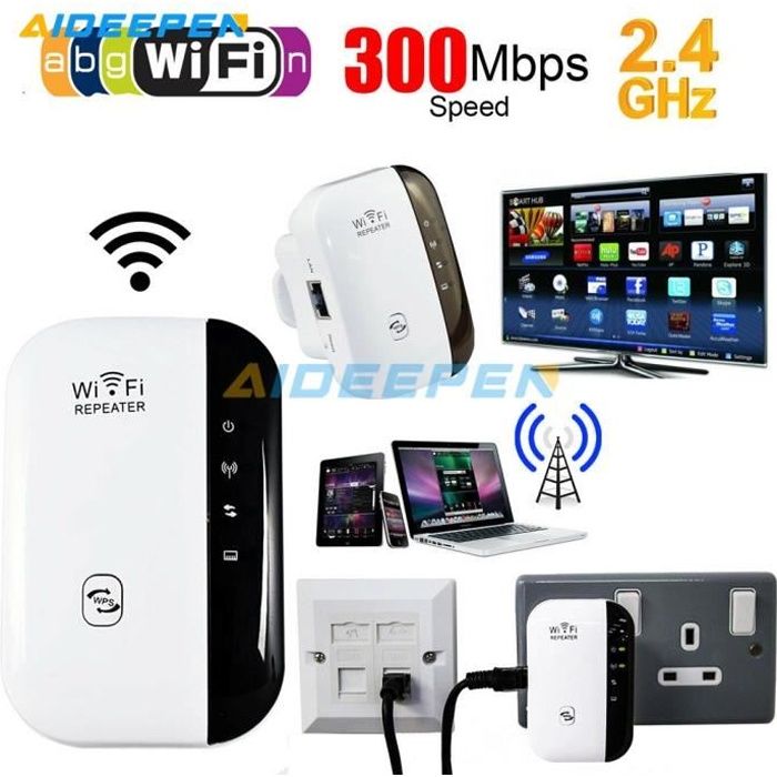 Amplificateur WiFi Repeteur Booster de signal sans fil WiFi extender 300M WLAN 802.11n/g/b