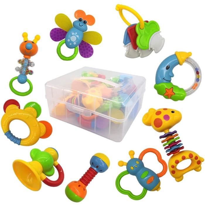 11pcs Hochet Bébé Jouet de Dentition, Ensemble Premiers Hochets Bébé Premiers Jouets Bébé Ensemble Cadeau