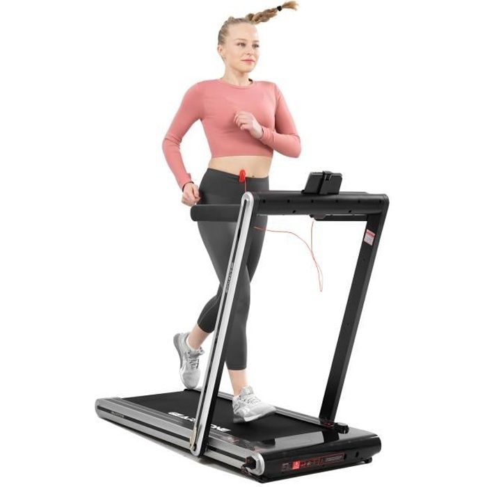 GEARSTONE Tapis de Course Pliant 2 en 1, 1-15km/h, 2 Modes Sportifs, Contrôle Écran Tactile/Télécommande, Bluetooth Intégré
