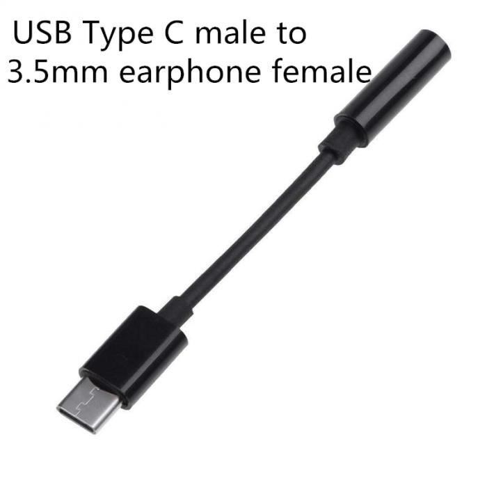 Accessoires Téléphone,Type c 3.5 Jack Écouteur USB C À 3.5mm AUX Écouteurs Adaptateur Câble Audio Pour Huawei V40 Mate - Type black
