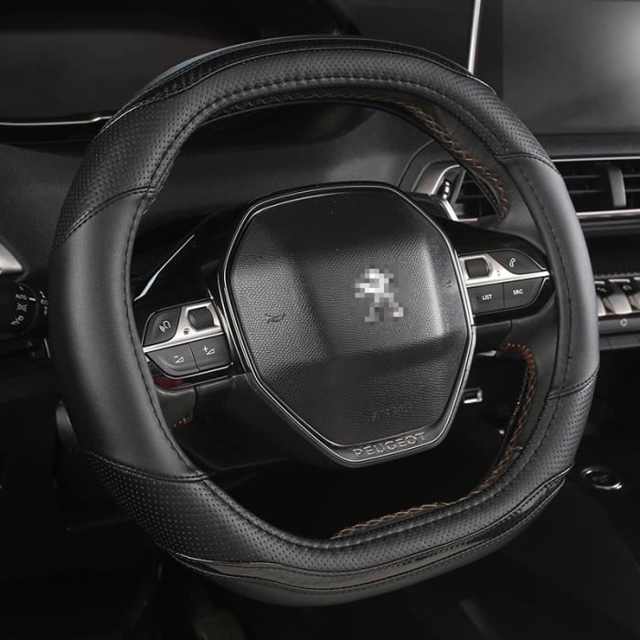 Couvre volant,Pour Peugeot 3008 4008 5008 Rifter Partner couverture de volant de voiture en fibre de carbone + PU cuir- Type Black#B