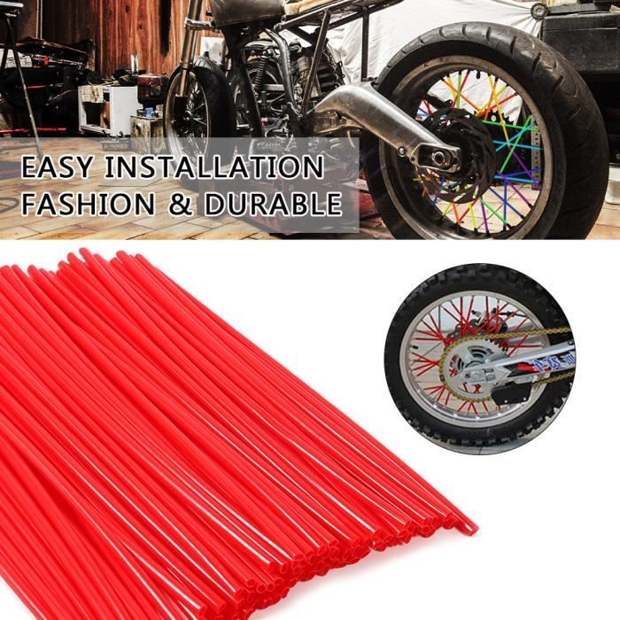 YOSOO Couvre-rayons de jante de roue 36pcs Protecteur de Rayons de Roue Couvre Jantes de Motocross Kit de Couverture de Garde Rouge