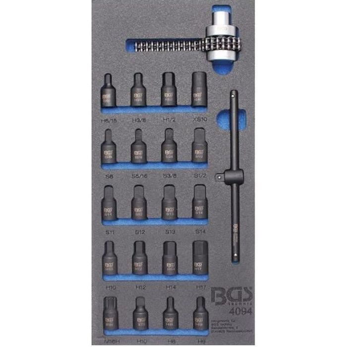 Insert de servante d'atelier 1/3: Intérieurs de cuves à huile / clé à chaîne de filtre à huile, 22 pièces