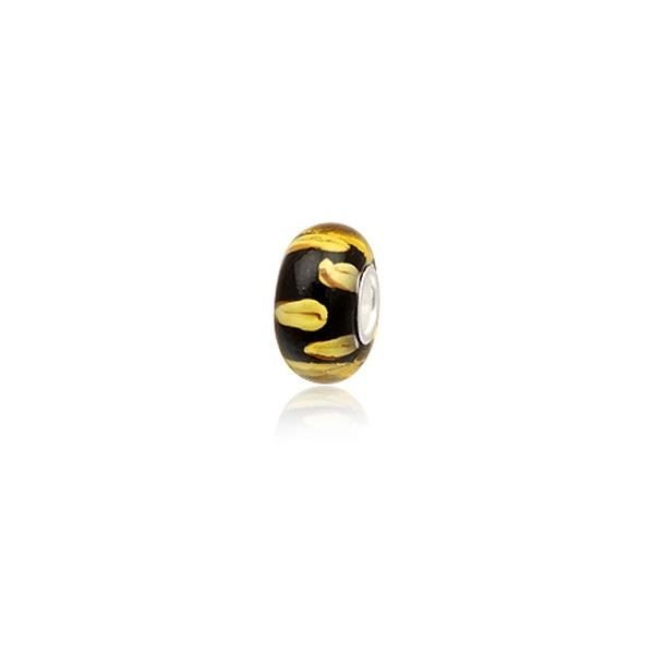 Perle Verre de Murano Noir et Jaune