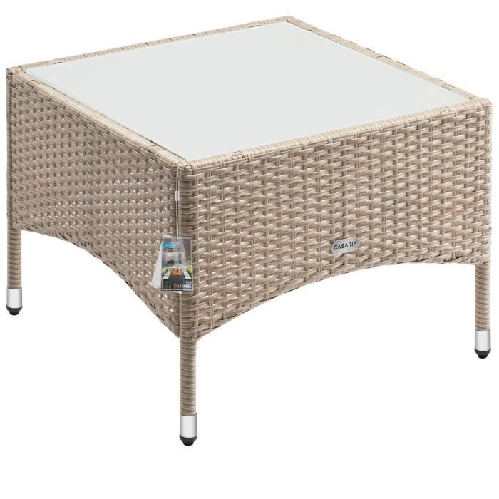 Table d'appoint / table basse en polyrotin gris 58 x 58 x 42 cm