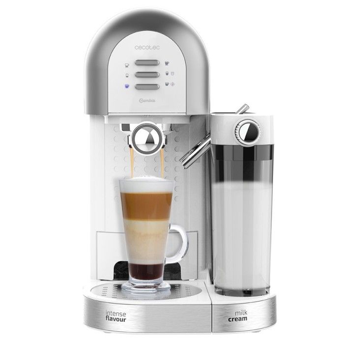 Cecotec Machine à café Power Instant-ccino 20 Chic Bianca. Café moulu, capsules, 20 bars, Réservoir lait 0,7L et eau 1,7L, 1470W