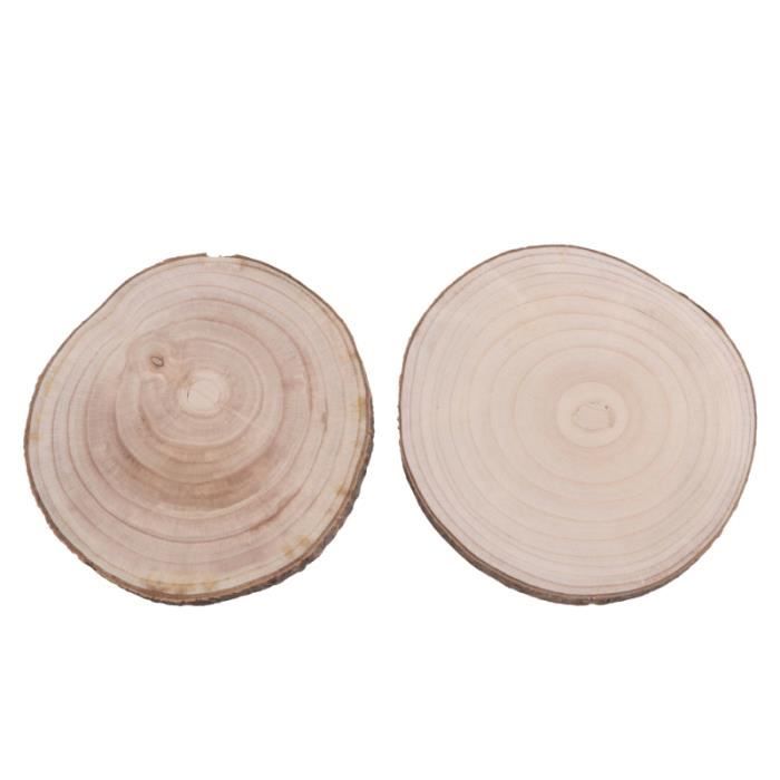 2pcs Slice en bois ronde en inachevé panneau de de de table en Boards de bricolage copeaux de bois - buche - buchette combustible