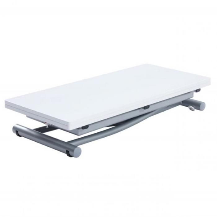 Table basse relevable extensible COLIBRI finition laquée blanc 90*45 cm blanc MDF Inside75