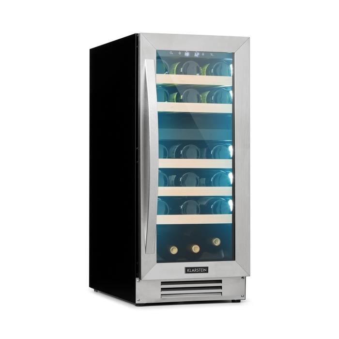 Klarstein Vinovilla 29 Built-in Duo Cave à vin encastrable , 2 Zones de refroidissement , 74 L - 29 bouteilles , 40dB , classe B