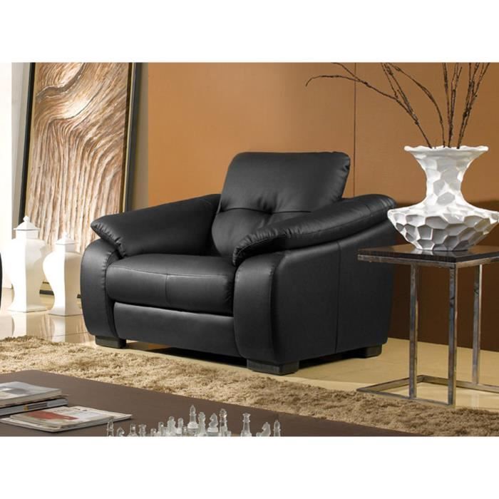 Fauteuil en cuir noir LILA