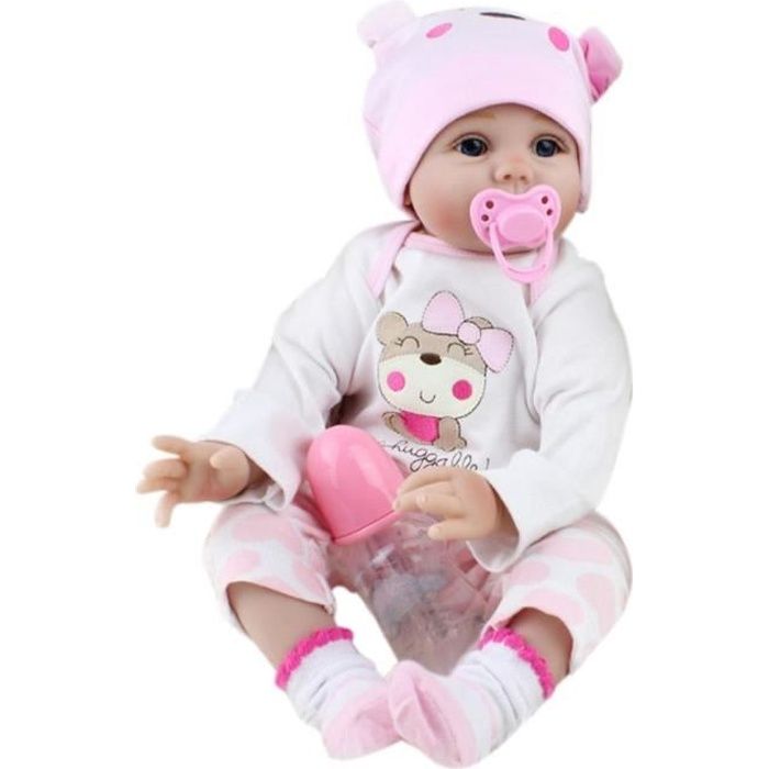 55cm bébé Reborn poupée Silicone Real Doll Kids jouets filles Bebes De Silicone+bavoir