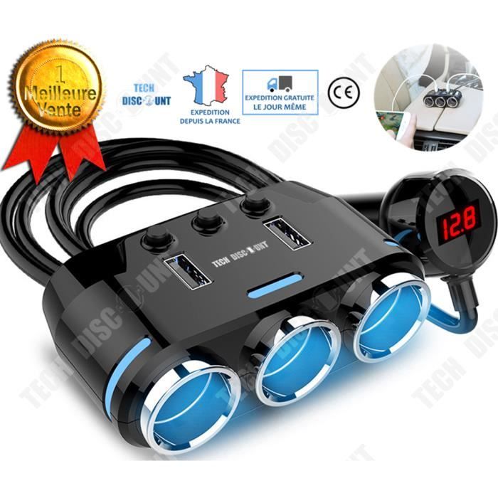 TD® chargeur allume cigare usb voiture iphone samsung charge rapide quick charge double intelligent s8 7 ordinateur puissant QC3.0