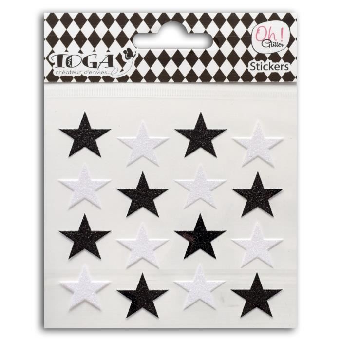 OH ! GLITTER 16 Étoiles Glitter Noir/Blanc