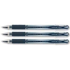 Uniball - Uni Mitsubishi Signo - Stylo à bille - Pointe moyenne - Encre gel Noire - Corps avec grip capuchon - Lot de 12