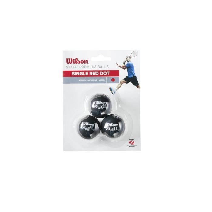 Lot de 3 balles Wilson Staff squash point rouge - noir/rouge - TU