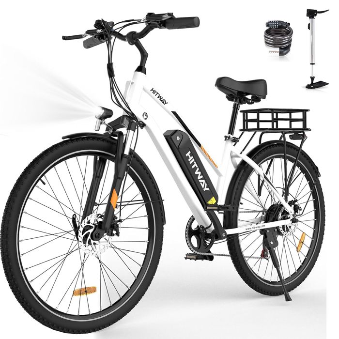 Vélo électrique VAE - HITWAY - Blanc - 28\
