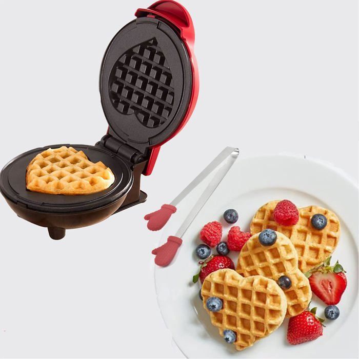 Mini Gaufrier 1400W - Machine à Gaufres Aux Noix Anti-Adhésive - 24 Pièces Par Cuisson