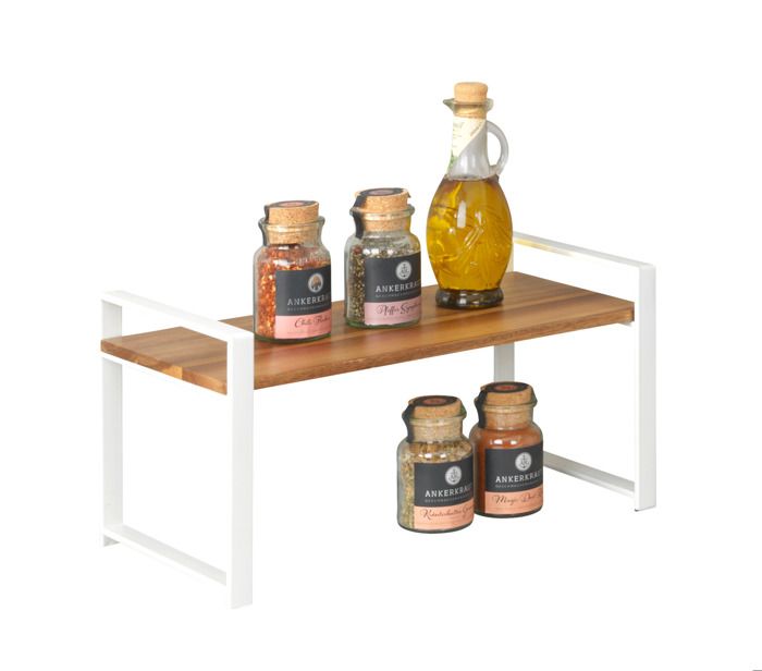 WENKO Etagère de Cuisine LOUISA Etagère Organisateur Plan de Travail Placard Rangement épices Métal Blanc Bois 40x20x20cm WENKO Etagère de Cuisine LOUISA Etagère Organisateur Plan de Travail Placard Rangement épices Métal Blanc Bois 40x20x20cm