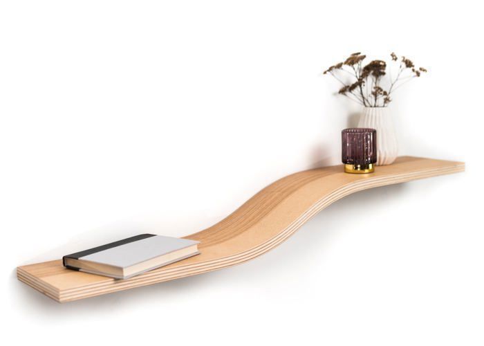 Etagère murale courbé - EWART WOODS - En bois frêne 116 cm - Design moderne flottante