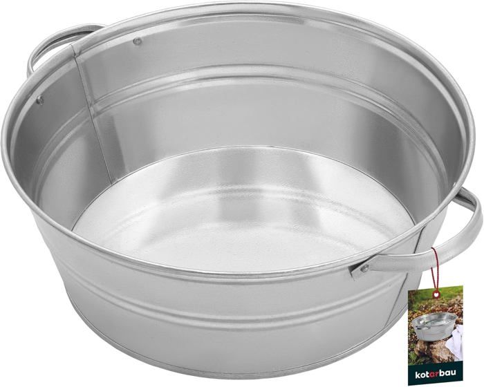 Grand Bac Zinc Avec Poignées Bois 50x25 Cm - Résistant Intempéries - Fontaine Solaire Ou Bac à Plantes