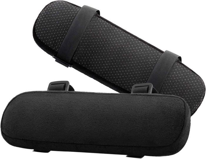 Lot De 2 Coussinets D'Accoudoirs Mousse Mémoire Big Ant - Soulagement Coudes Et Avant-Bras, Noir