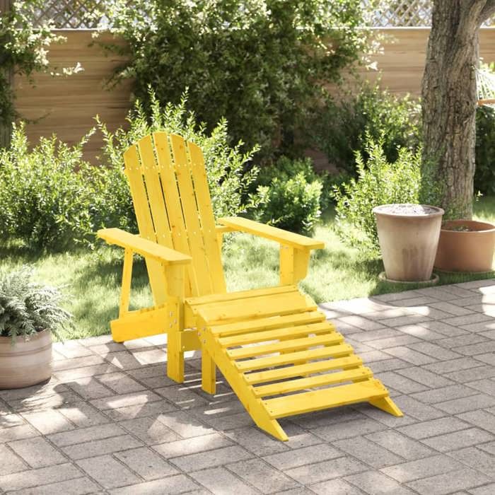 VidaXL Chaise Adirondack avec pouf jaune bois massif de sapin