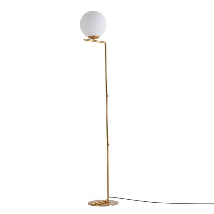 Lampe sur Pied Sphérique E27 Verre Blanc et Métal Doré Style Nordique Moderne 22cm pour Salon et Chambre