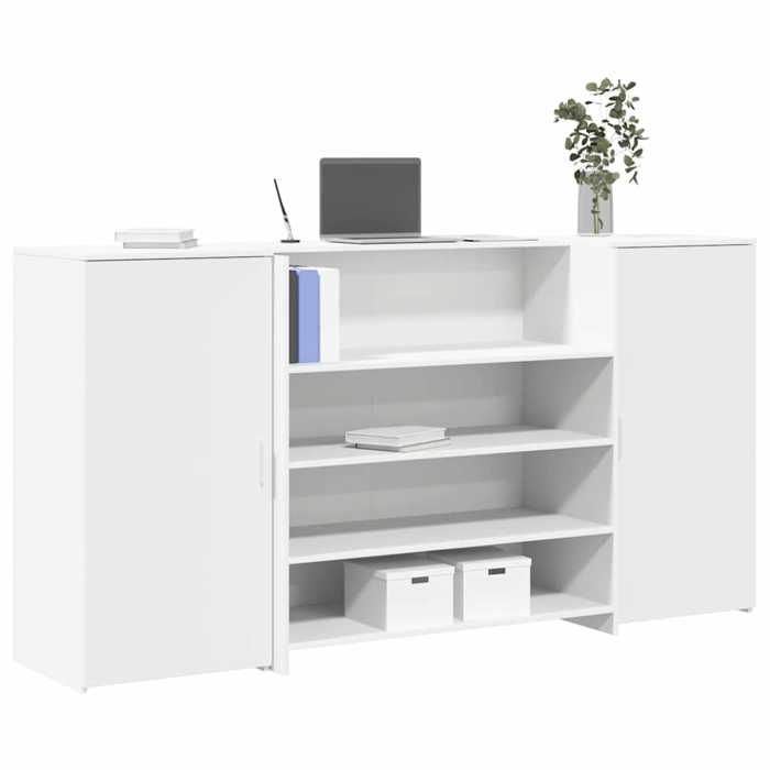 vidaXL Bureau de réception blanc 200x50x1035 cm bois dingénierie 3324178
