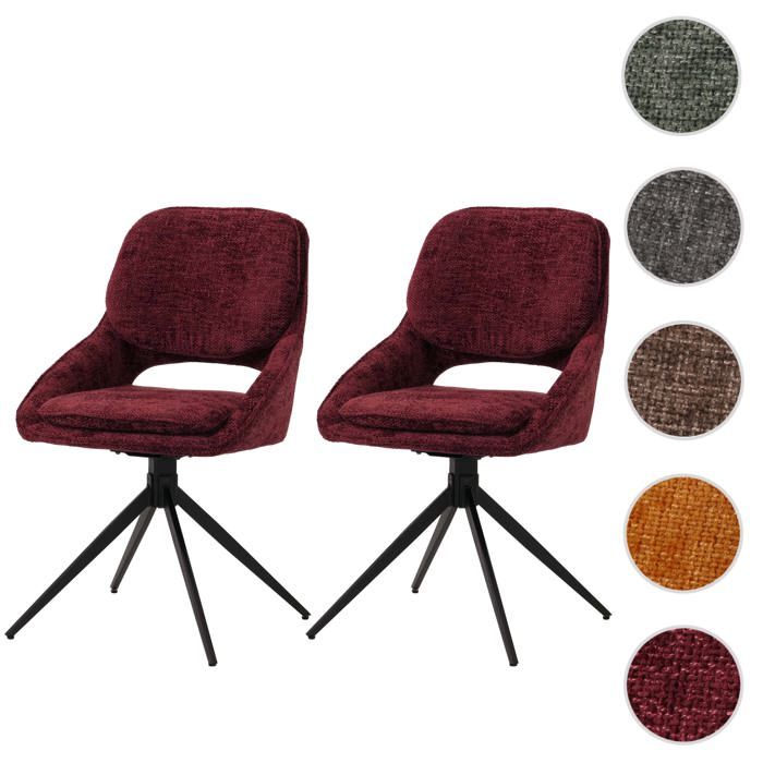 Lot de 2 chaises de salle à manger MCW-N73 bordeaux