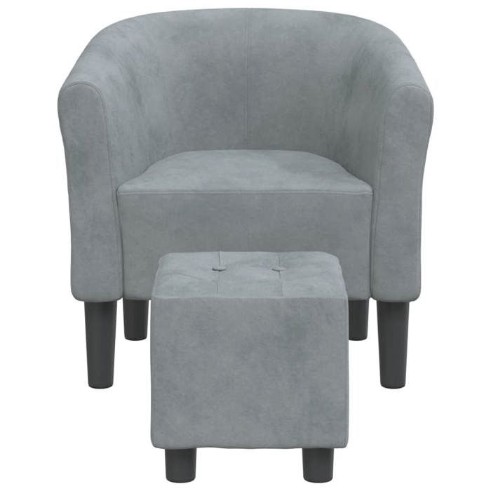 Fauteuil Salon Fauteuil cabriolet Relax avec repose-pied gris foncé velours S1414