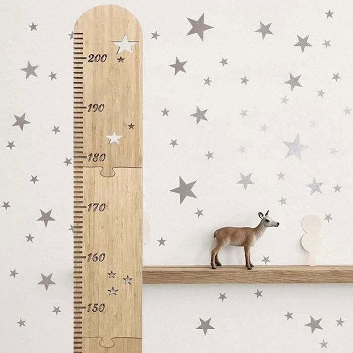 Toise Murale En Bois à Monter Soi-Même - 65 à 140cm - Kit 5 Pièces Avec Cordon Et Épingles - FSC