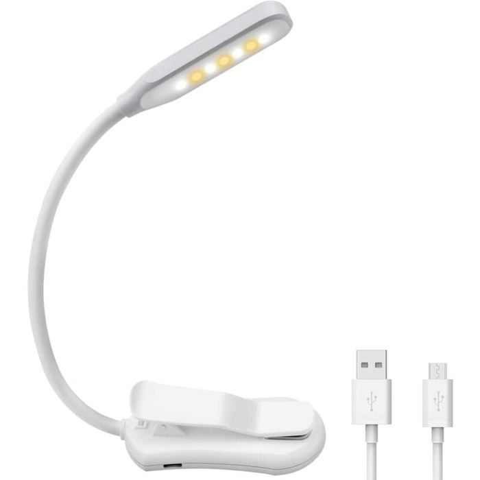 Lampe De Lecture USB Rechargeable - 3 Lumières, Clip 360°, Protection Yeux - Rose