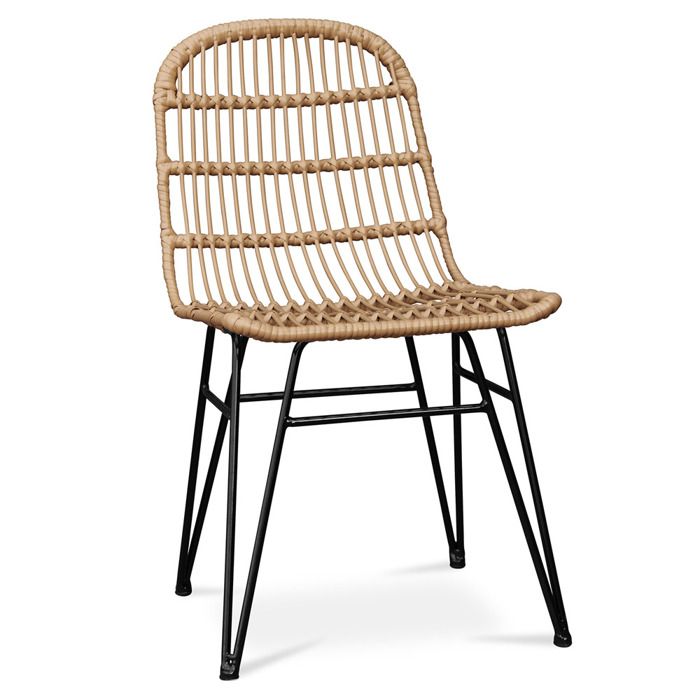 Chaise de salle à manger en osier synthétique - Magony Marron foncé