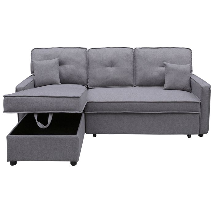 Canapé lit canapé dangle de salon avec accoudoirs en tissu coloris gris - Longueur 202 x profondeur 135 x hauteur 90 cm Canapé lit canapé dangle de salon avec accoudoirs en tissu coloris gris - Longueur 202 x profondeur 135 x hauteur 90 cm
