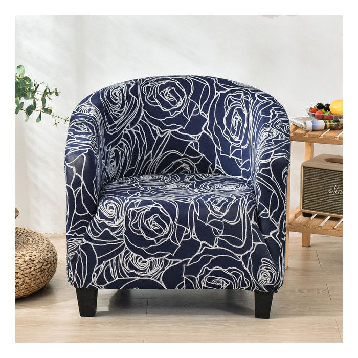 Housse de fauteuil Chesterfield - PARAMOUNT CITY - Modèle A6 - Imprimé floral - Extensible antidérapant - Lavable
