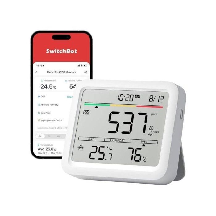 Monitor de Calidad del Aire SwitchBot Mediator Pro CO2 Display 6-en-1 Precisión Alta App Alarma