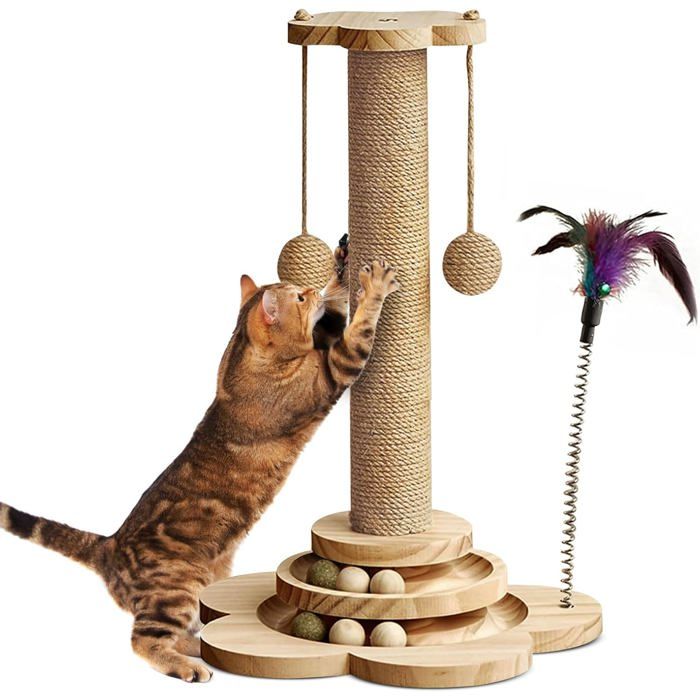 Meilleurs prix pour Arbre à chat en sisal naturel – Grattoir robuste pour petits chats dintérieur–Jouet pour chaton avec griffoirsplateforme de jeu