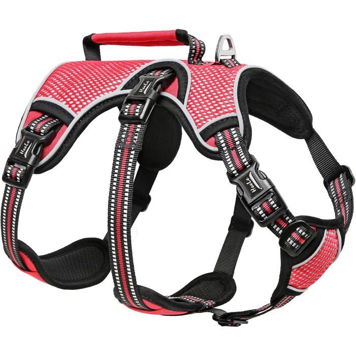Comparer les prix de Harnais ChienHarnais Anti-FugueLibération Rapide au CouGilet Réfléchissant sans-Traction avec Poignée DurableRougeL