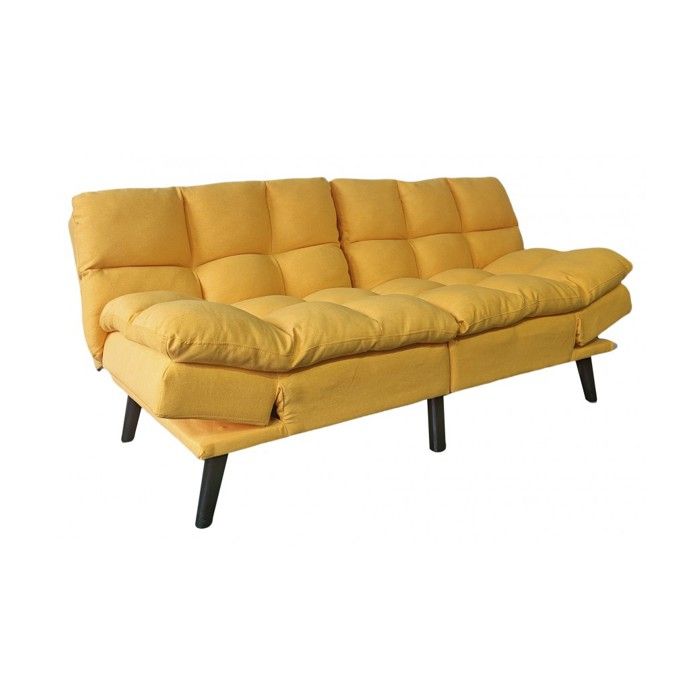 Canapé-lit rembourré canapé convertible en lit en tissu coloris Moutarde - Longueur 183 x Largeur 86 5 x Hauteur 81 cm Canapé-lit rembourré canapé convertible en lit en tissu coloris Moutarde - Longueur 183 x Largeur 86 5 x Hauteur 81 cm