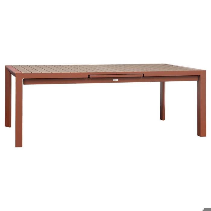 Table de jardin extensible 10 places aluminium traité époxy EVASION Honey et acajou - Hespéride