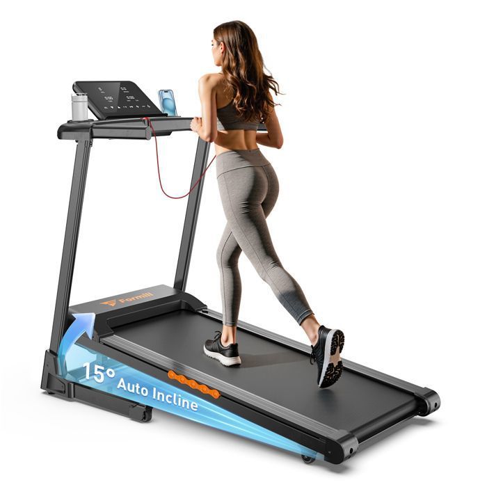 Tapis de Course Pliable FT61Tapis Roulant FitnessInclinaison Électrique 15 %Moteur 3.0HP Vitesse 1–14km/hEcran LEDSupport Tab