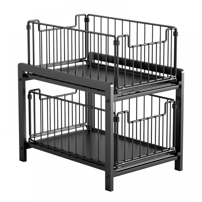 KEDIA Étagère de Rangement pour évier étagère Polyvalente étagère de Rangement Amovible Noir avec Poignées Coulissantes