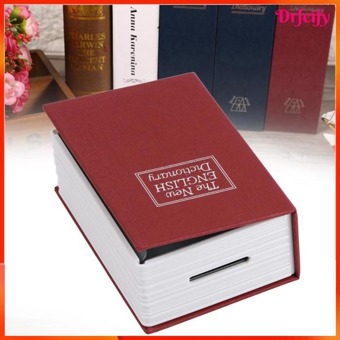 Coffre-fort (mini livre) - AKOZON - Mini livre - Rouge - Papier texturé & inox - Fermeture à clé
