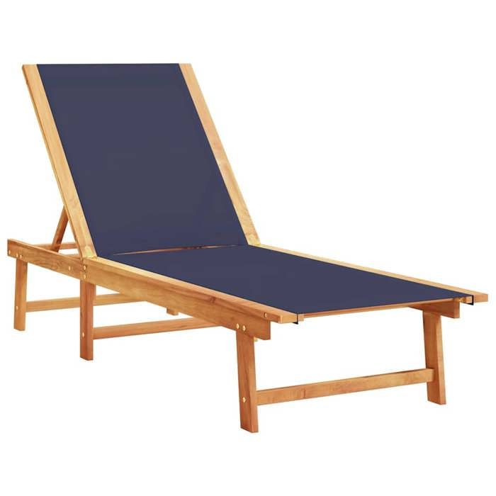 Chaise longue/Fauteuil long - CLARENCE® - Bain de Soleil simple - 1 PLACE - bleu bois dacacia solide et textilène 99198
